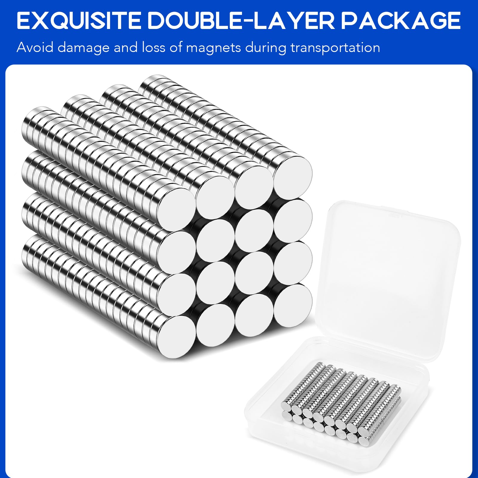 VSKIZ magnets on a whiteboard holding notes, ideal for classrooms and offices.