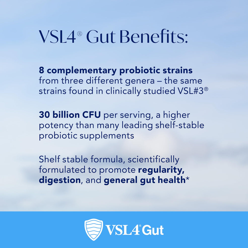 VSL4 Gut Daily Probiotics delayed-release capsule ensures robust gut transit.