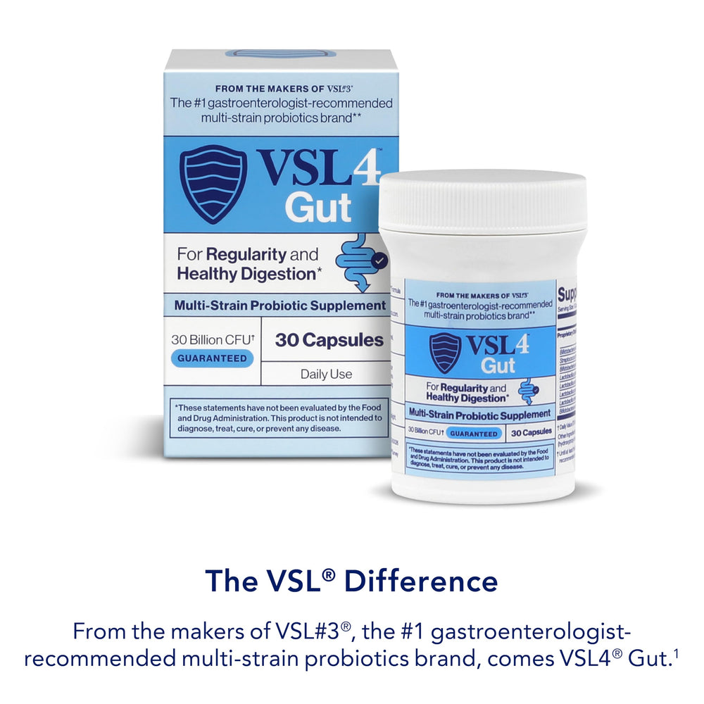 VSL4 Gut Daily Probiotics travel-friendly pack for on-the-go use.