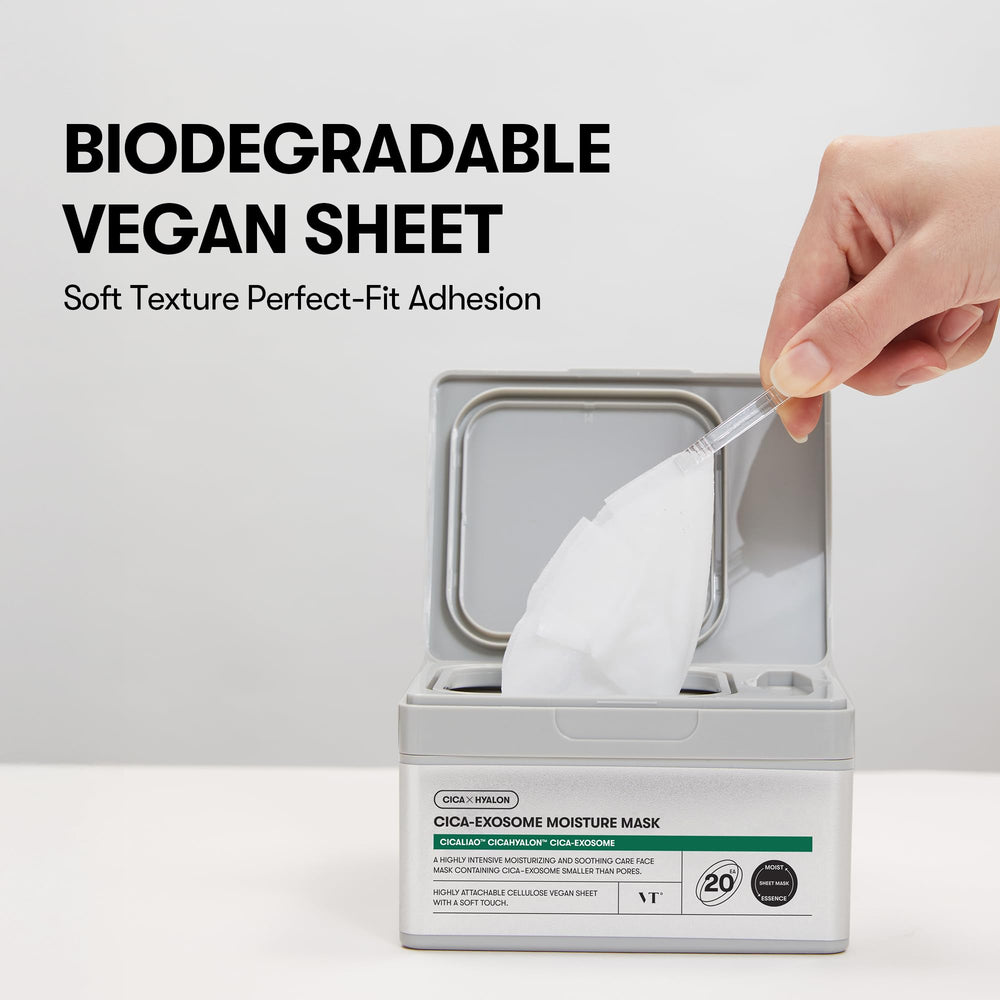 VT COSMETICS Cica-Exosome Mask non-sticky essence leaves lightweight, comfortable glow.