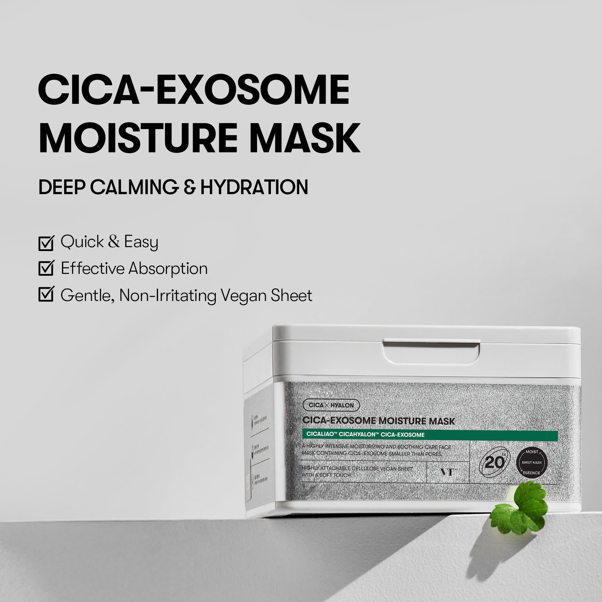 VT COSMETICS Cica-Exosome Mask serum-absorption delivers quick, breathable moisture.