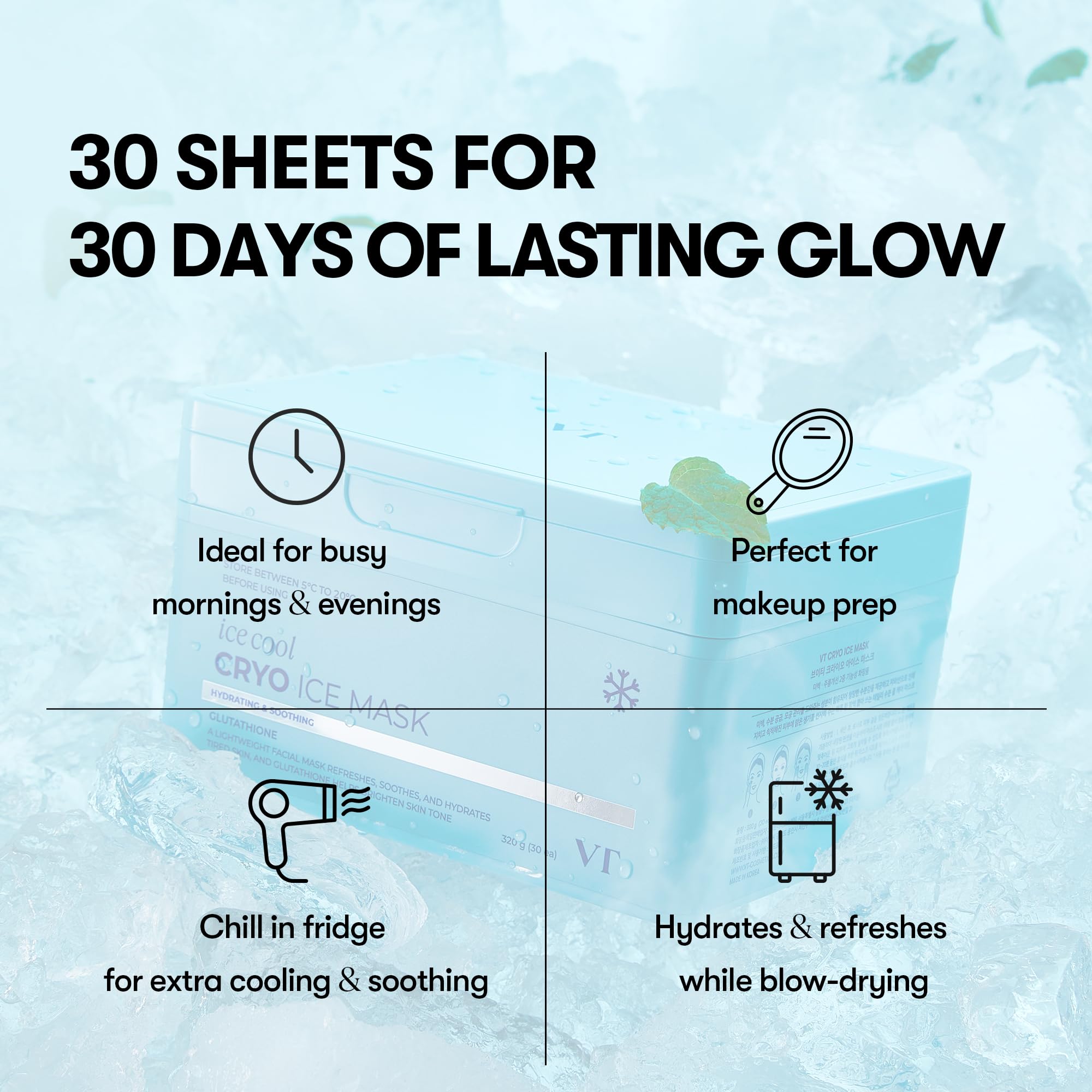 VT COSMETICS Cryo Ice Cool Mask dermatologist-tested with low irritation.