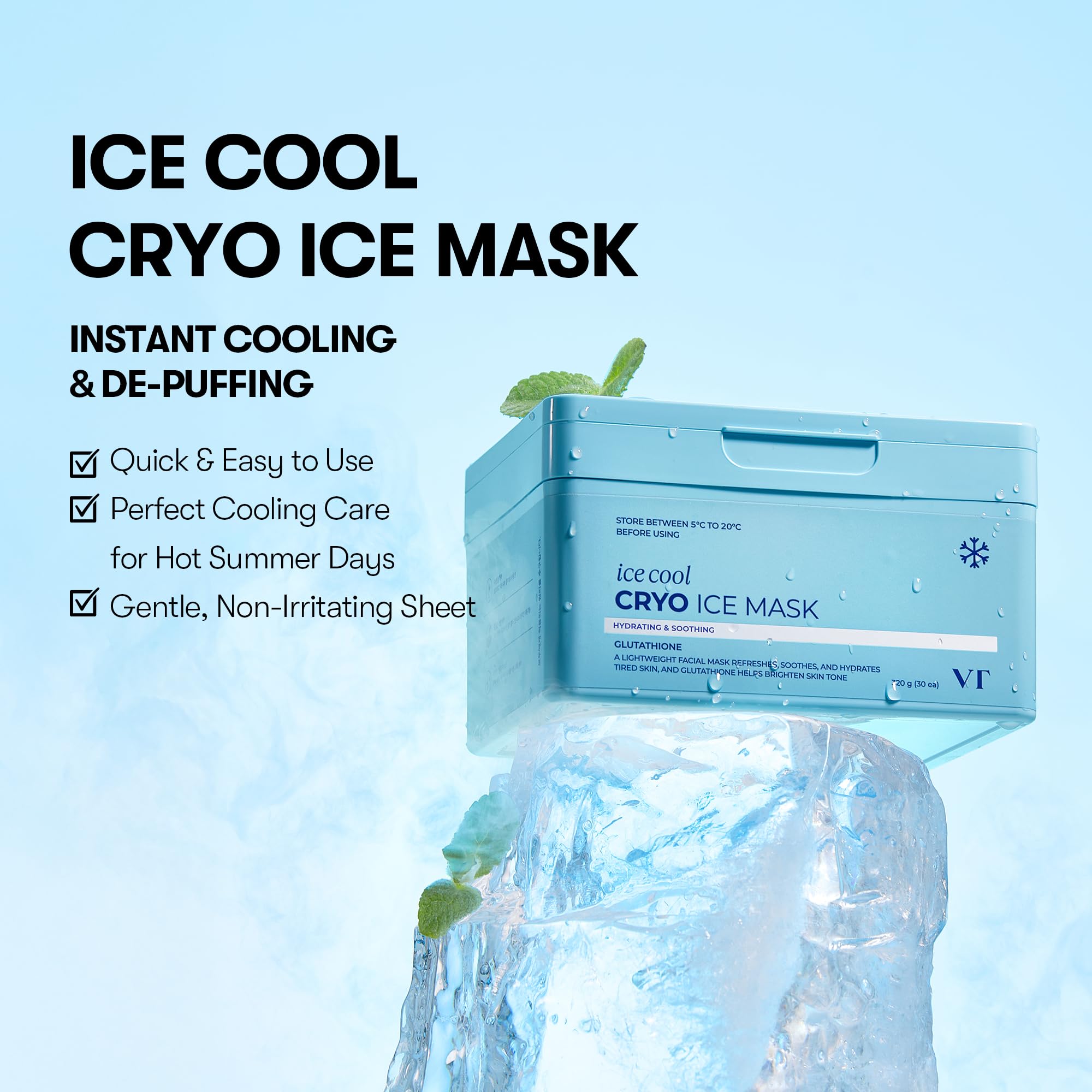 VT COSMETICS Cryo Ice Cool Mask sheet shown outside the box for daily use.