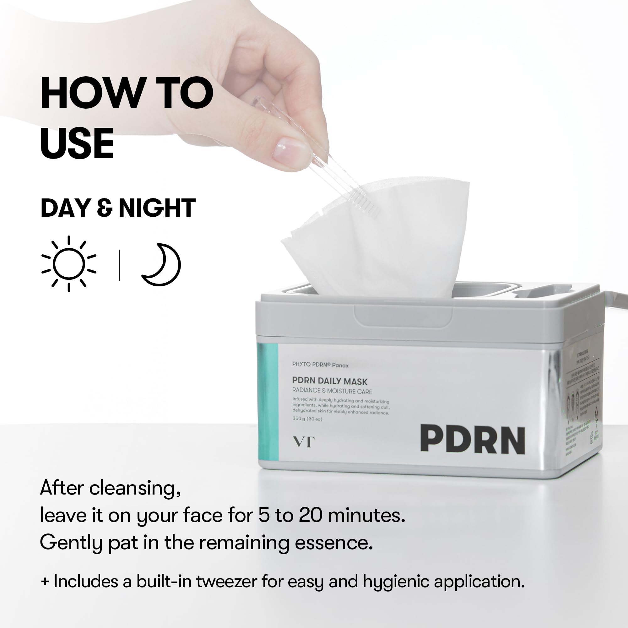 VT COSMETICS PDRN Daily Mask uses soft fabric for gentle application