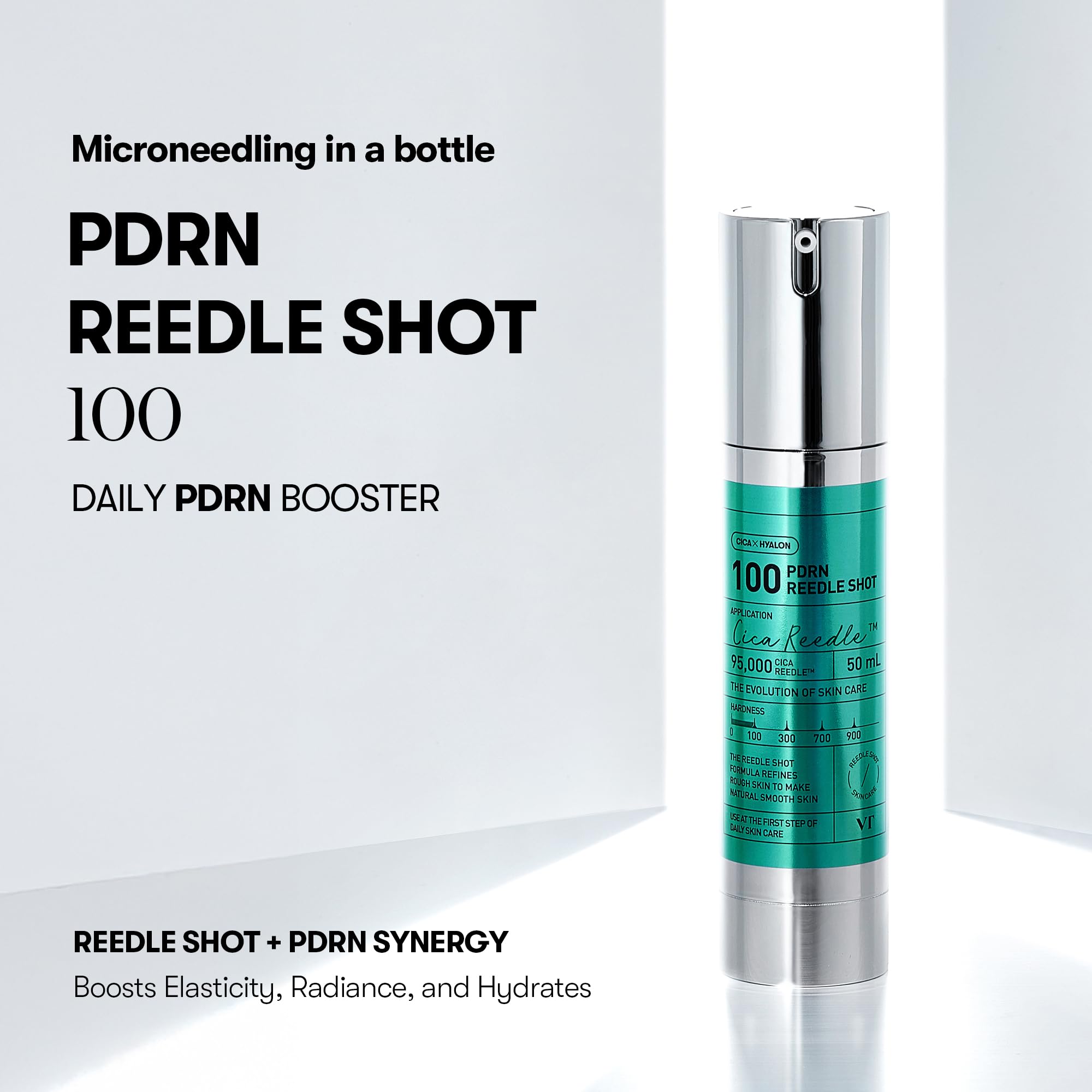 VT COSMETICS Reedle Shot 100 texture closeup emphasizes milky ampoule feel for deep nourishment.