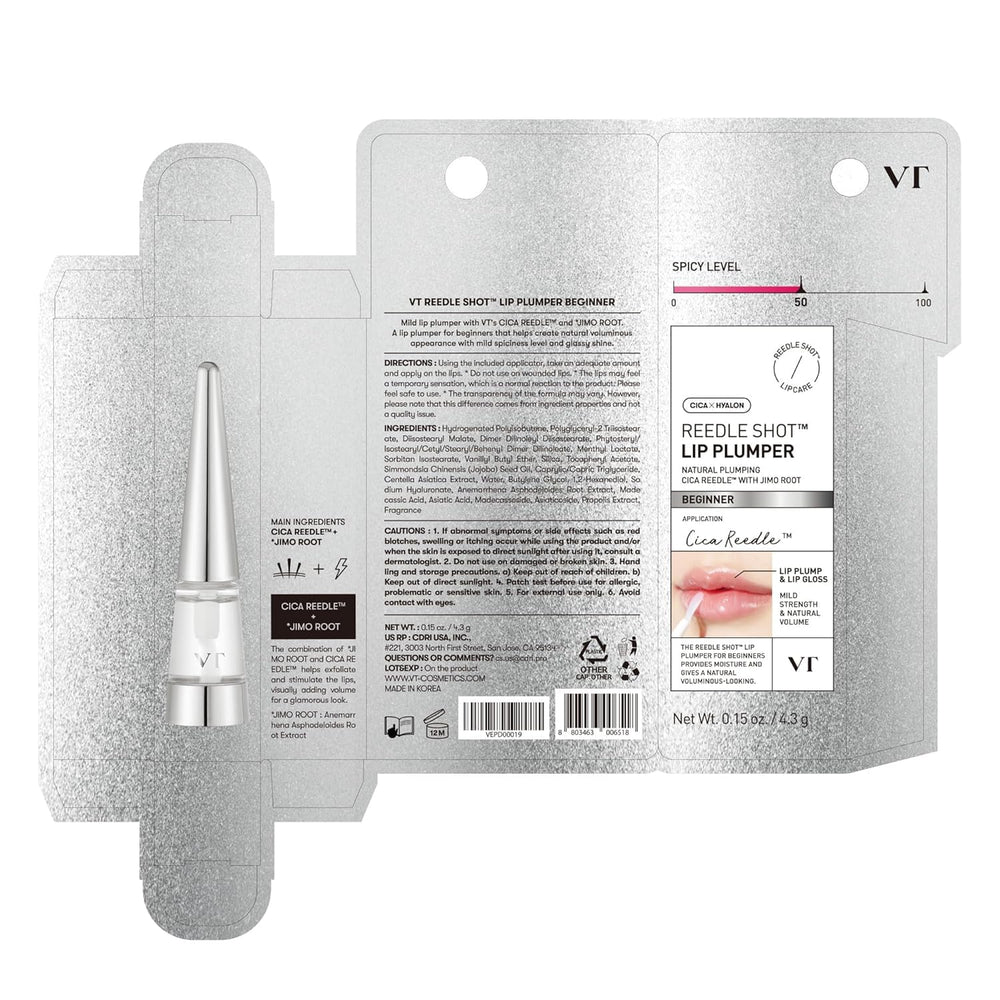 VT COSMETICS Reedle Shot Lip Plumper enhances lip definition with radiant shine