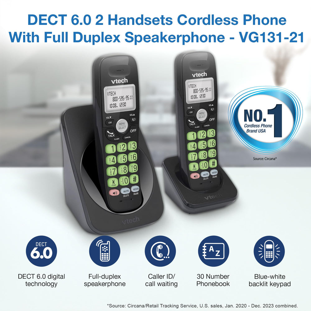VTech VG131-21 DECT 6.0 technology delivers clear private conversations.