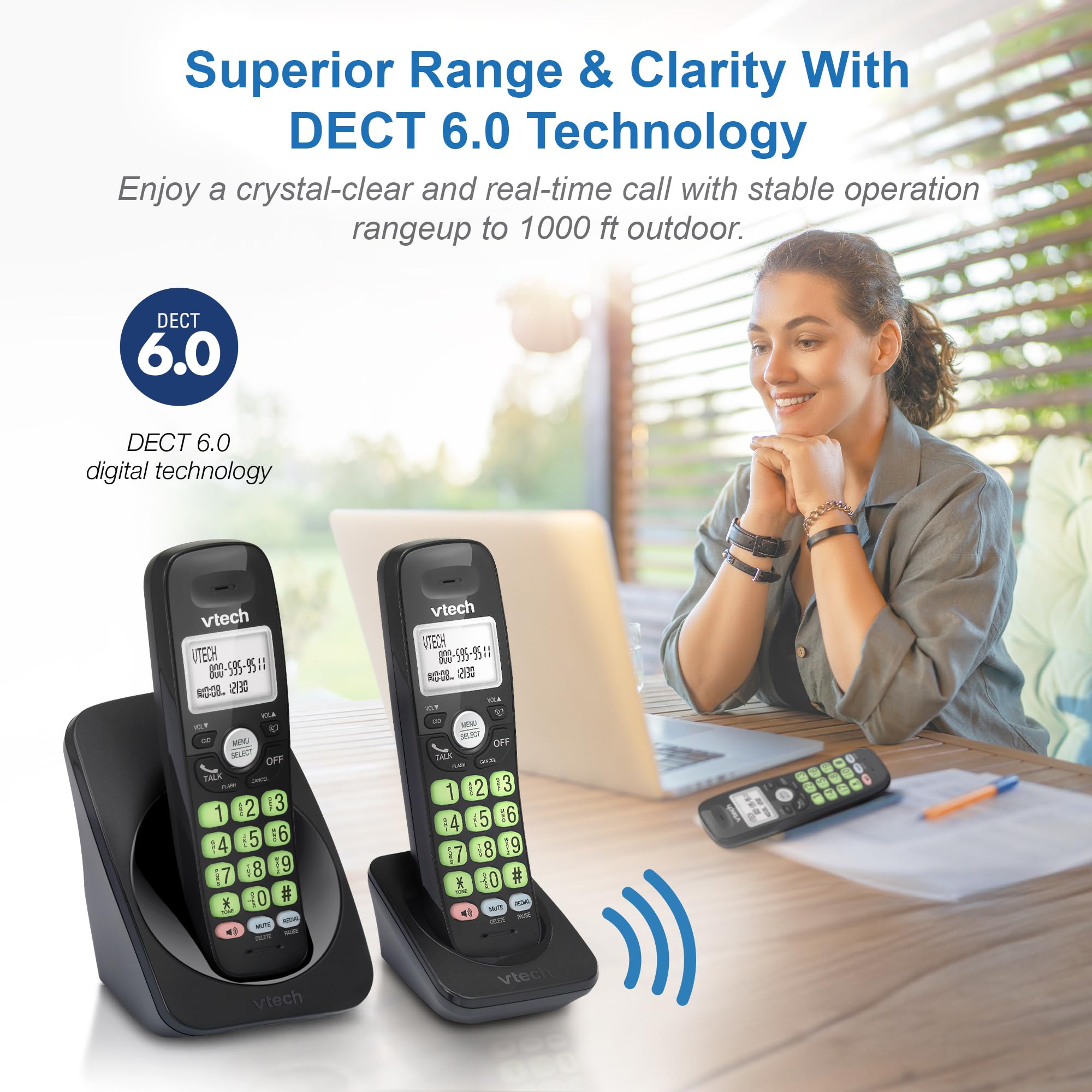 VTech VG131-21 full-duplex speakerphone enables simultaneous talk and listen.
