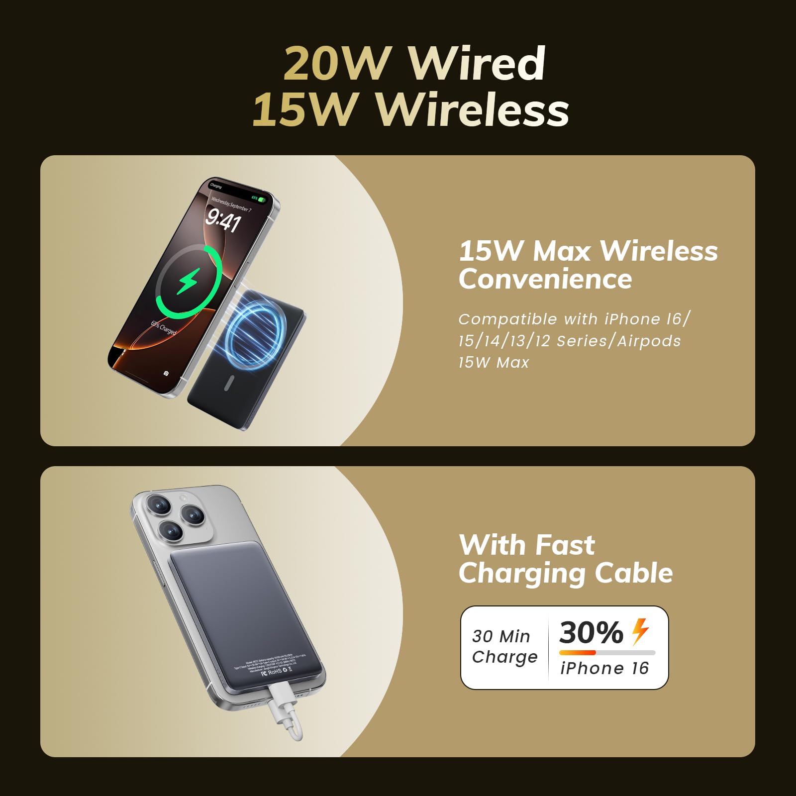 VTIAEK 5000mAh MagSafe charger provides on-the-go top-ups.