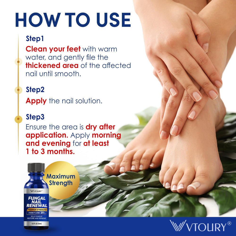 VTROUY twice-daily application guide with two bottles for consistency.
