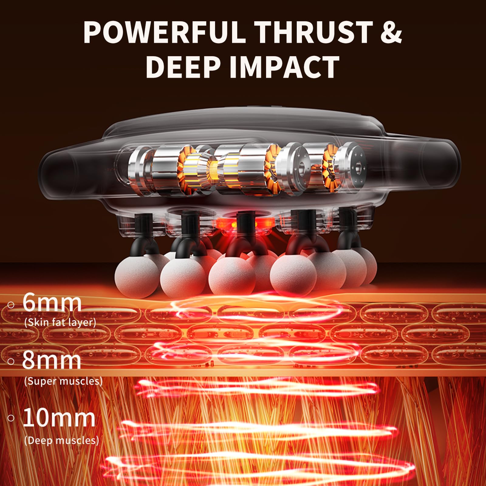 VTT percussion massager delivers powerful 2800RPM for deeper muscle relaxation.