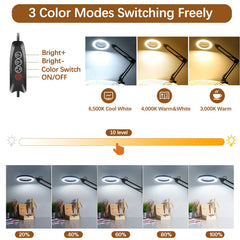 VUEJIC 72 LED dimmable light offers three color modes for detailed work.