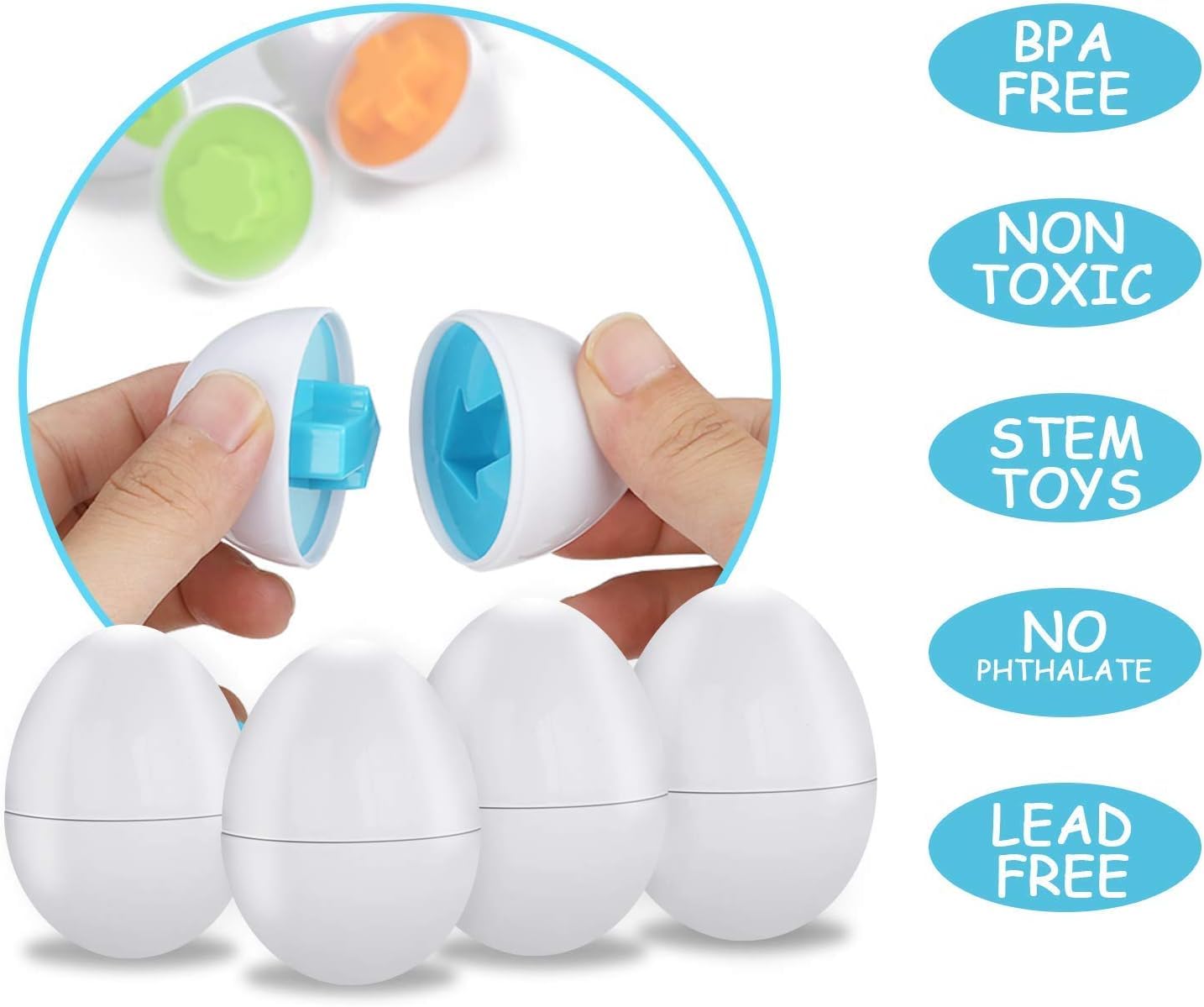VUIYA eggs in carton help kids practice sorting and counting.