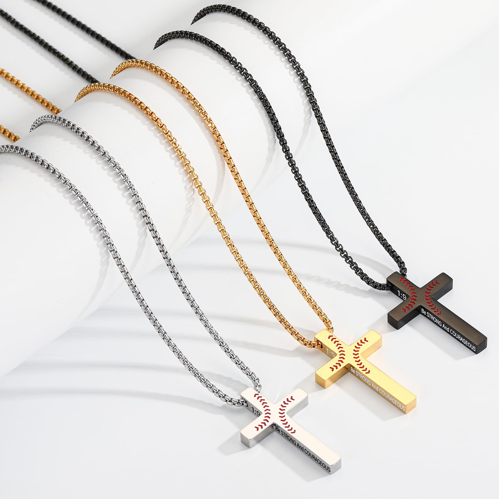 VULETO Baseball Cross Necklace closeup of secure clasp for lasting wear.