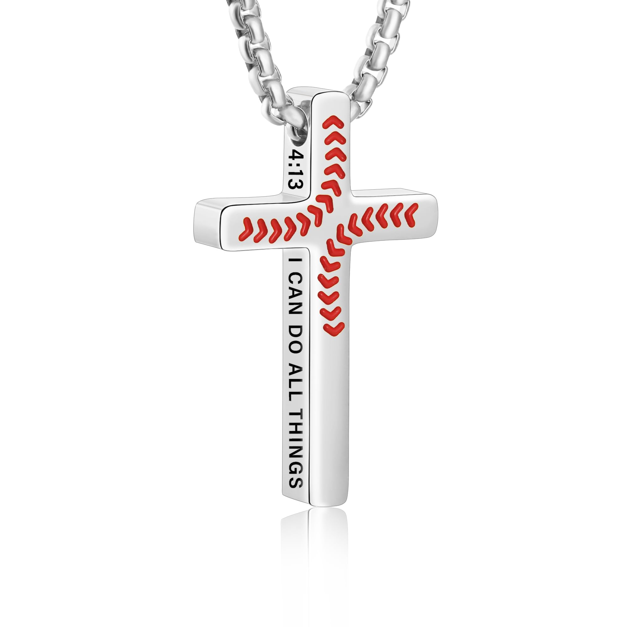VULETO Baseball Cross Necklace front design adds sporty faith-inspired style.