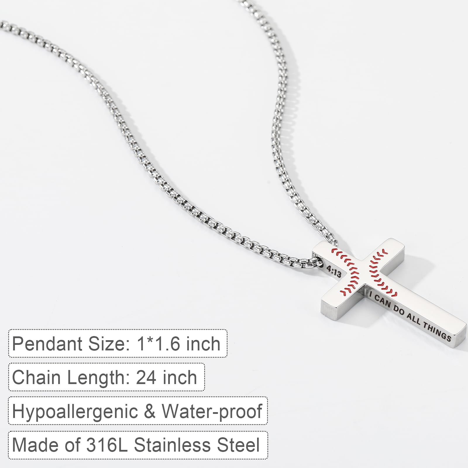 VULETO Baseball Cross Necklace packaging shows gift-ready presentation.