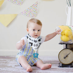 Vuminbox baby bandana bib back view showing soft fleece backing for comfort