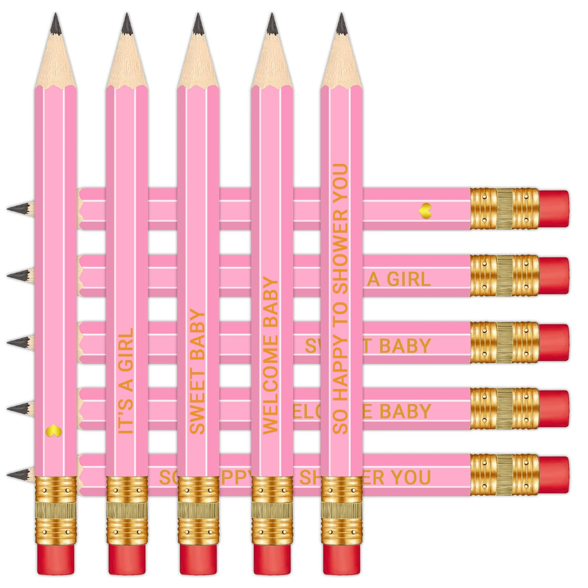 Vusnud baby shower pencil with erasers, pre-sharpened and ready for party games.