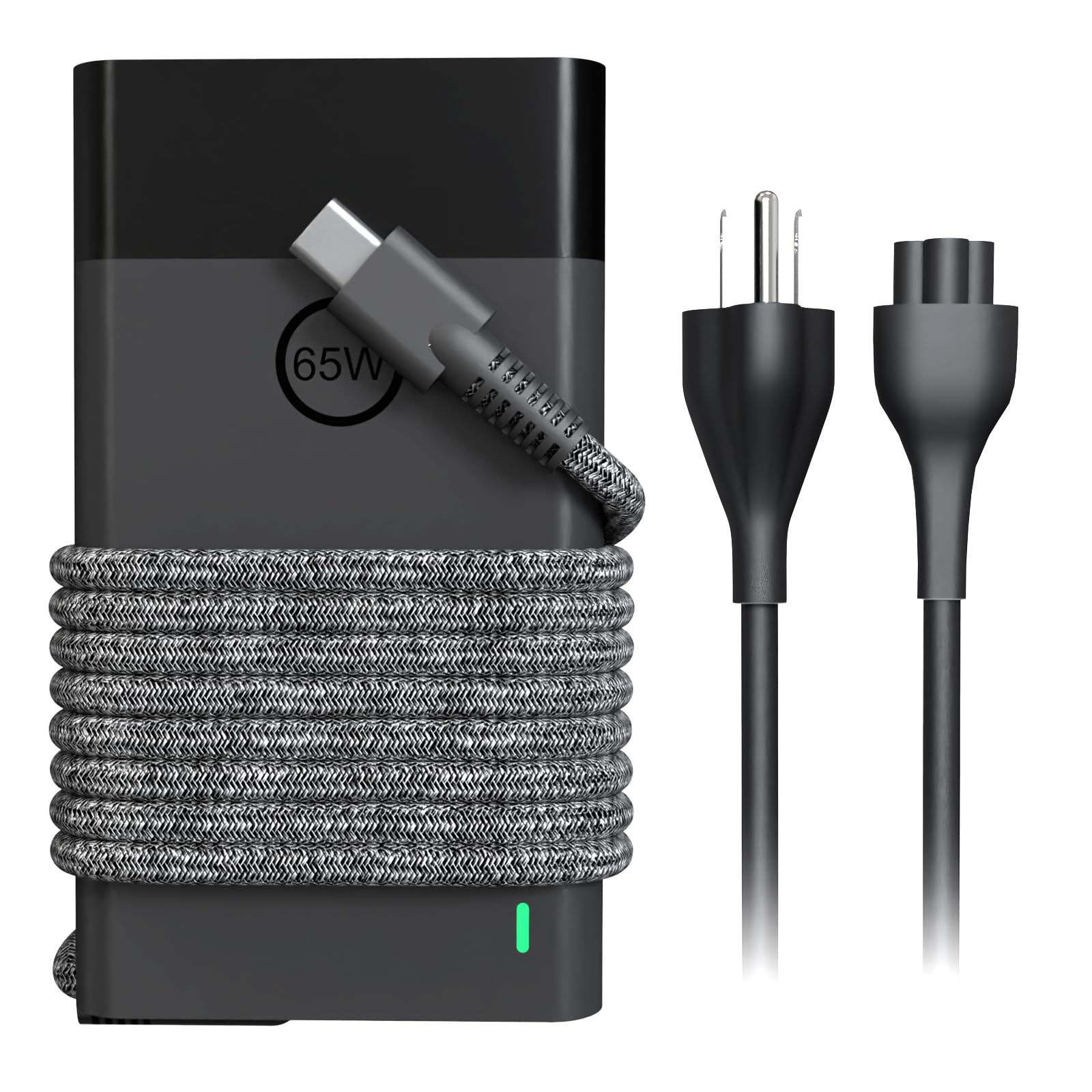 VVOX347 65W USB-C charger close-up, portable laptop power