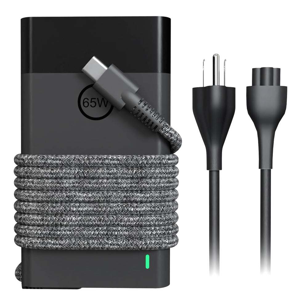 VVOX347 65W USB-C charger close-up, portable laptop power