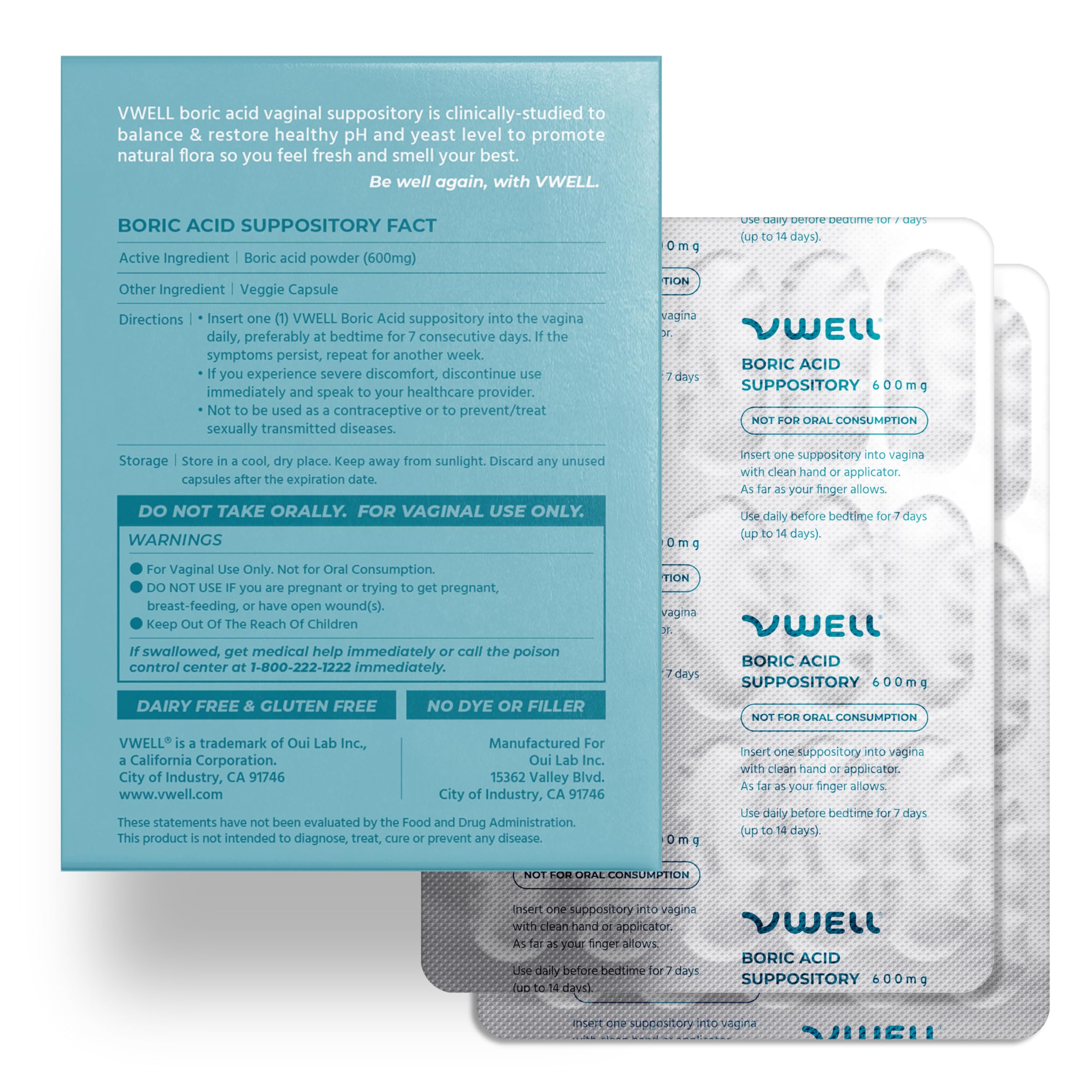 VWELL packaging includes a concise leaflet for safe, informed use.