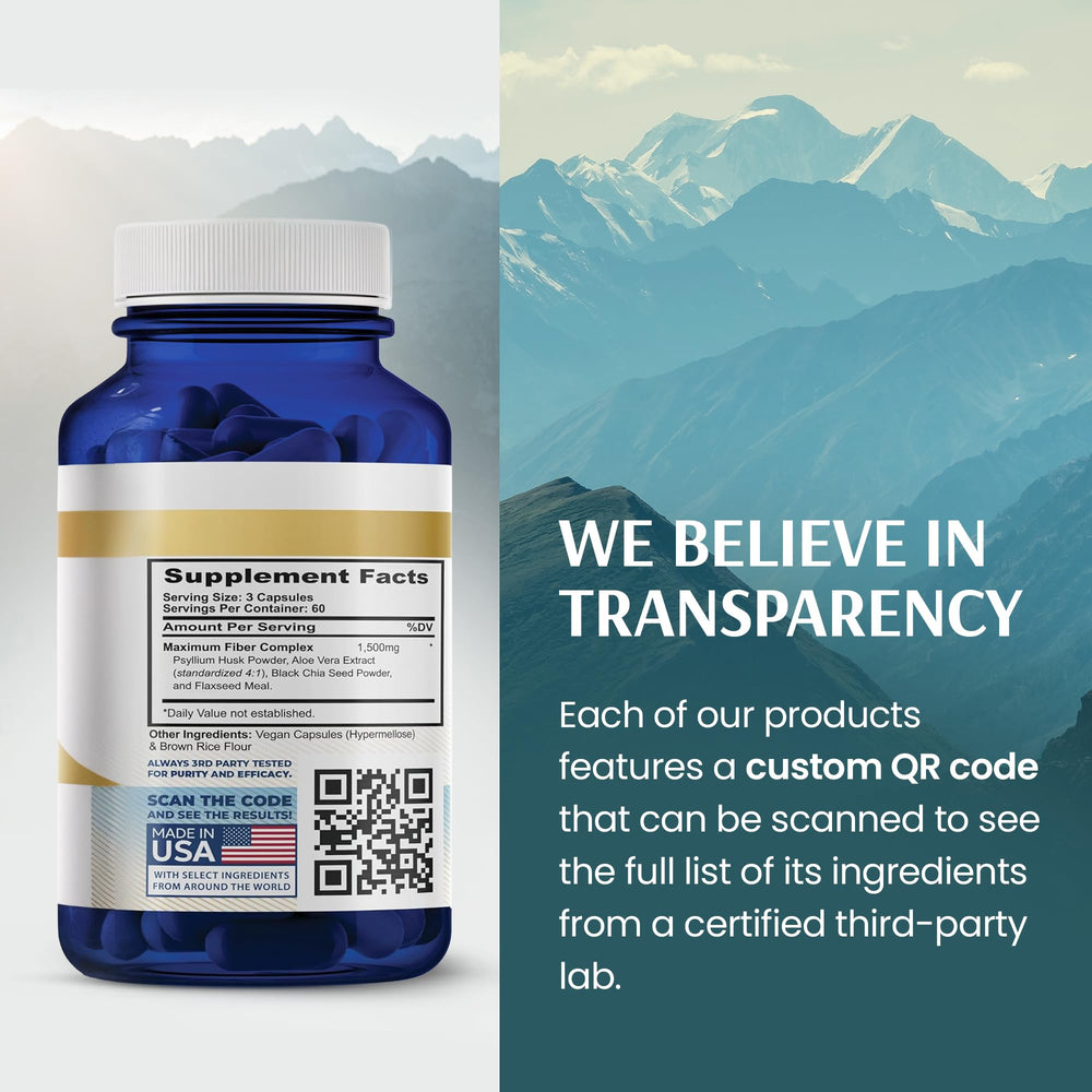 Vykee Nutrition Advanced Fiber Complex back-label usage guidelines and dosage information