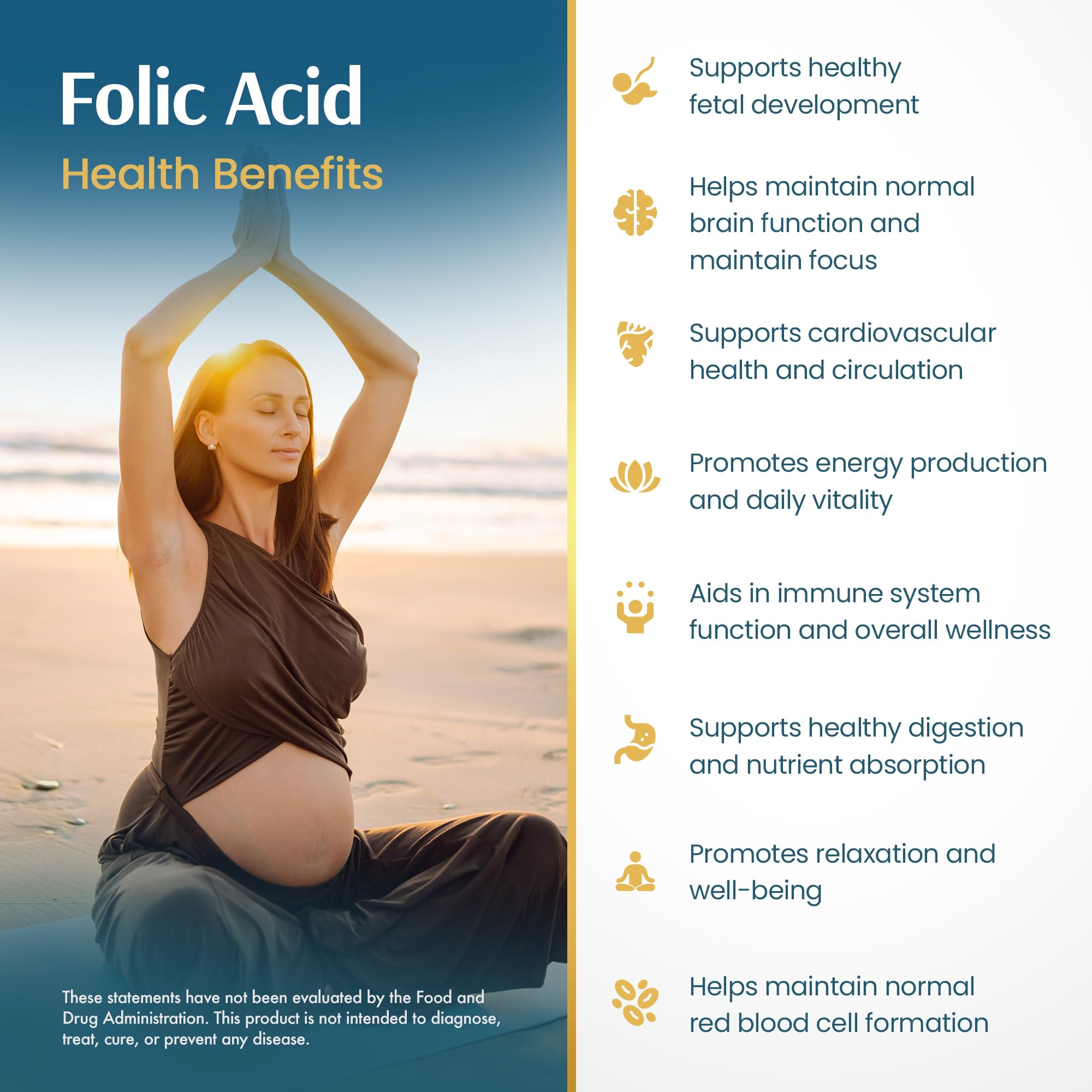 Vykee Nutrition Folic Acid vegan and gluten-free formulation supports dietary needs.