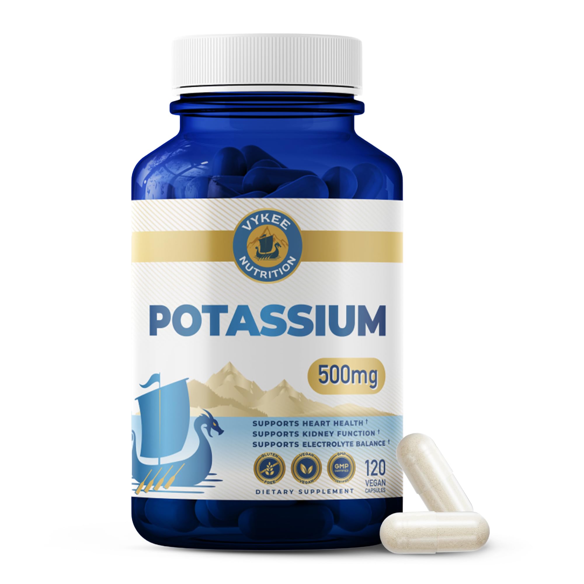 Vykee Nutrition Potassium Citrate capsules bottle front supports daily energy balance