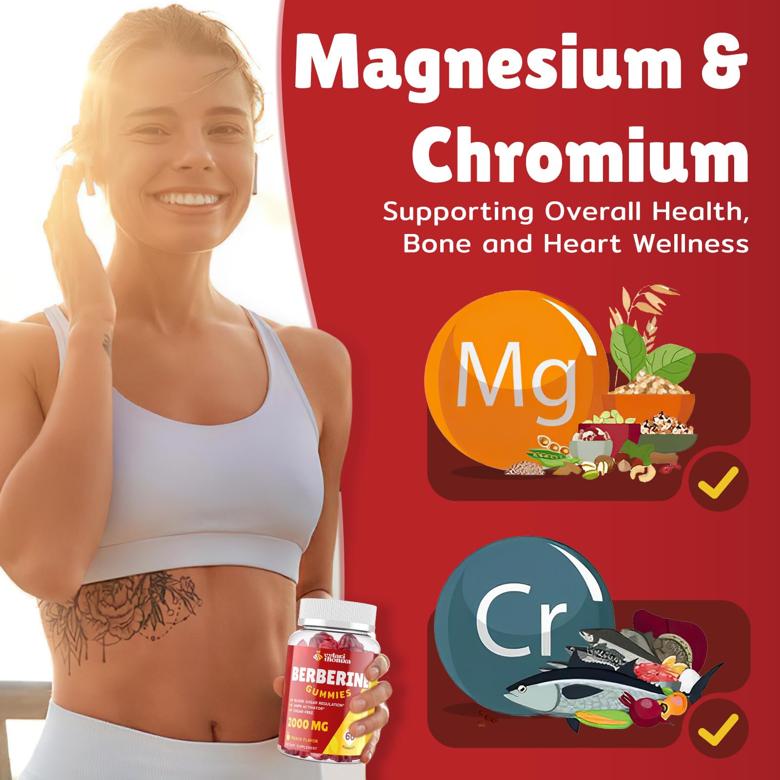 Vylarithonixa Berberine Gummies ingredients panel shows magnesium and chromium