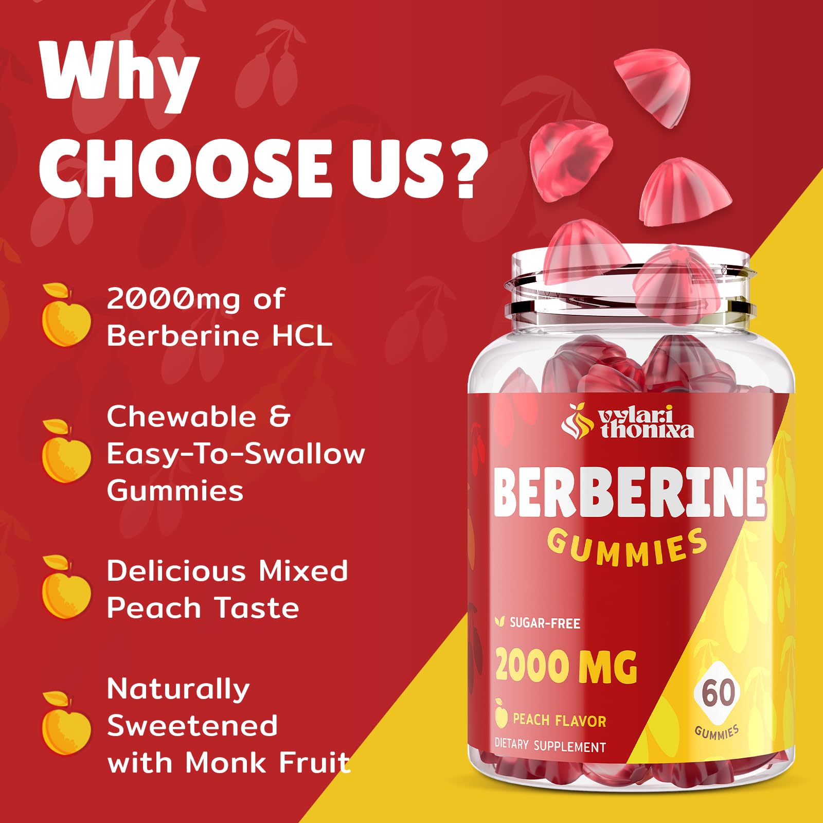 Vylarithonixa Berberine Gummies label detail for easy ingredient verification