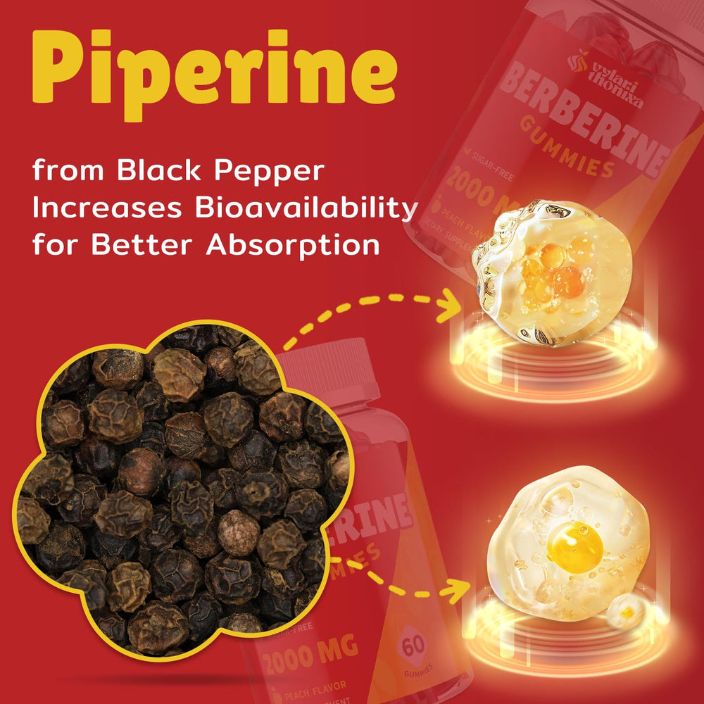 Vylarithonixa Berberine Gummies vegan packaging highlights gluten-free option