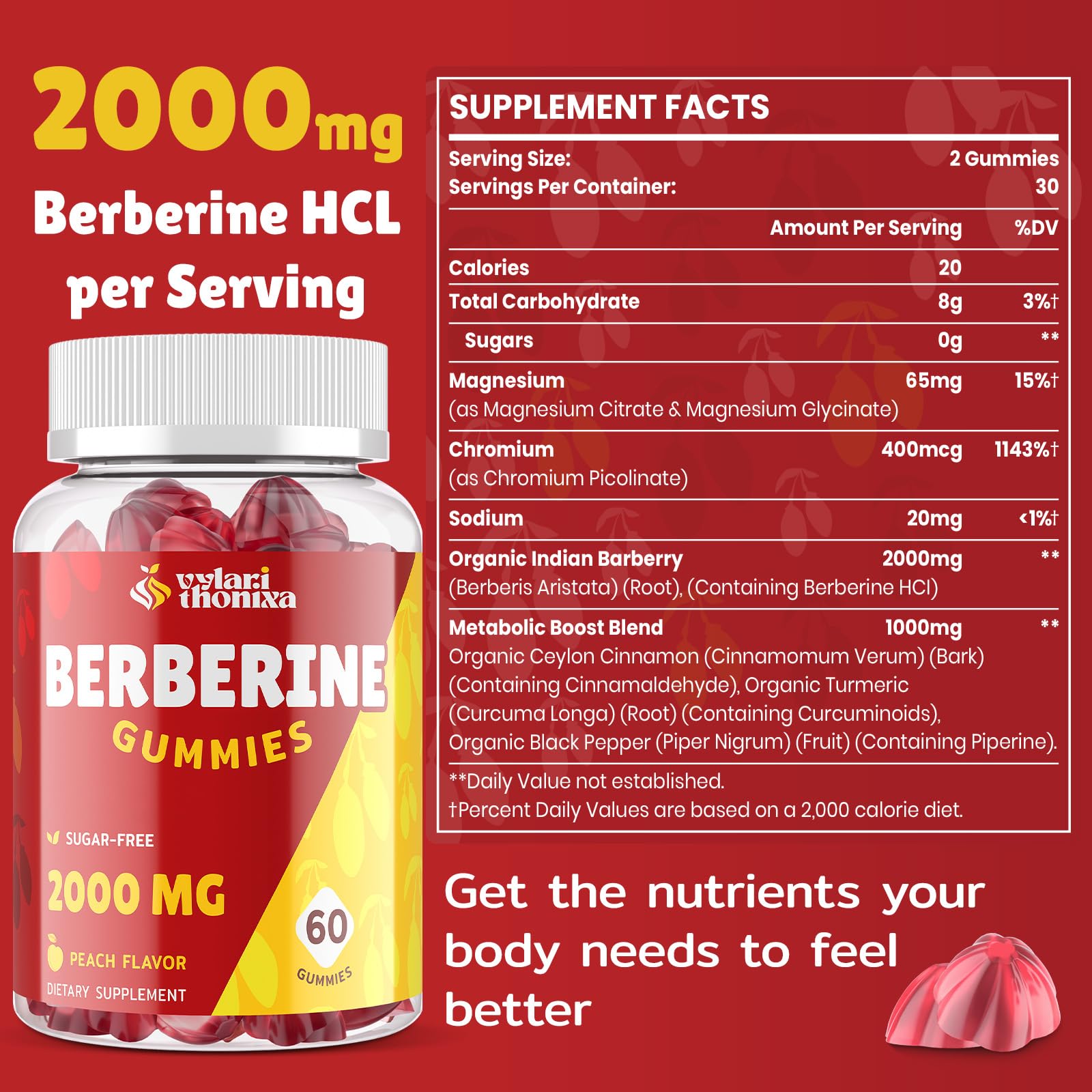 Vylarithonixa Berberine Gummies pour into hand, convenient daily supplement