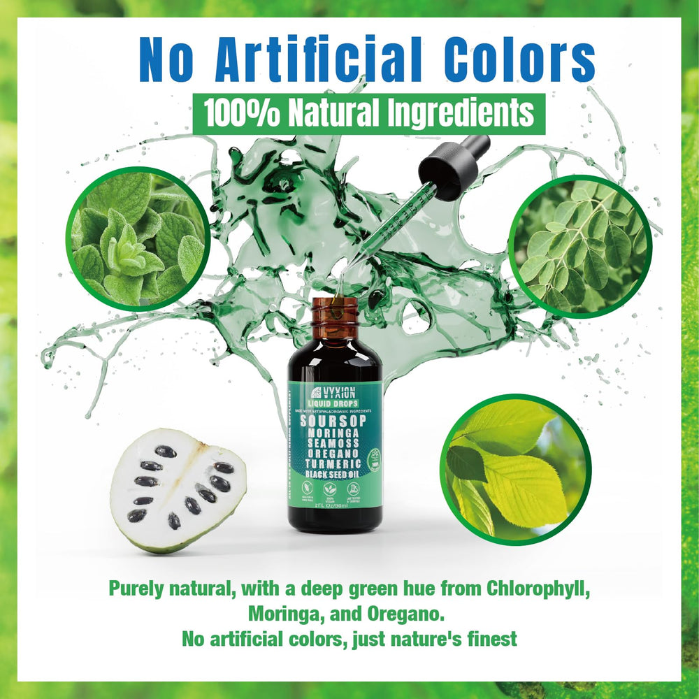 Vyxion Soursop Bitters ingredients closeup signals immune-supporting plant compounds