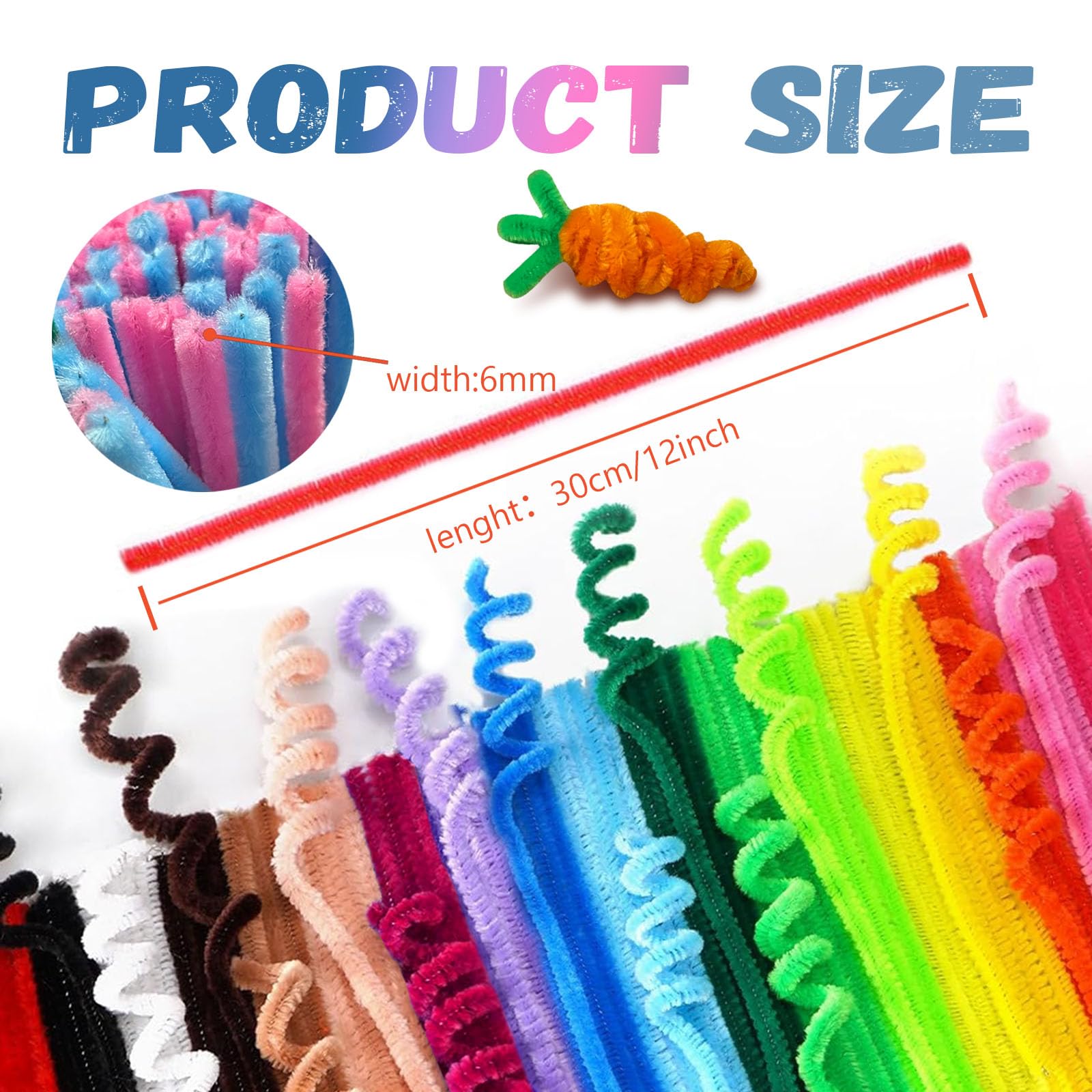 VZF chenille stems for art and home decor, flexible and easy to twist into figures