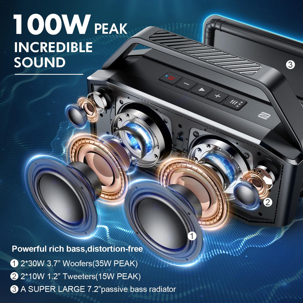 W-KING speaker with portable handle for easy transport