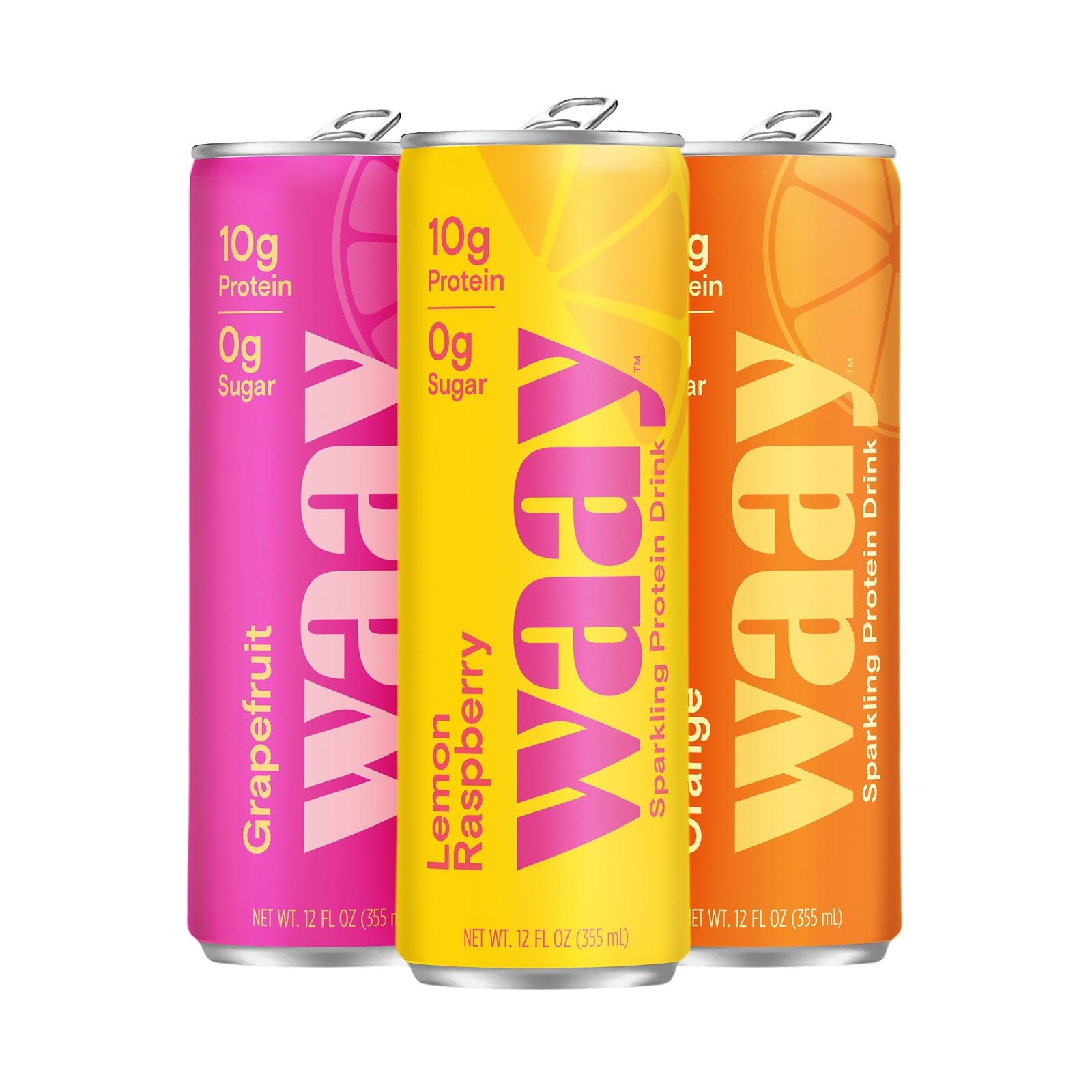 Waay Sparkling Clear Protein Drink can, ice-cold and ready for a quick refuel.