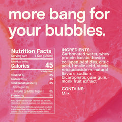 Waay Sparkling Clear Protein Drink can label close-up, highlighting 10g protein.