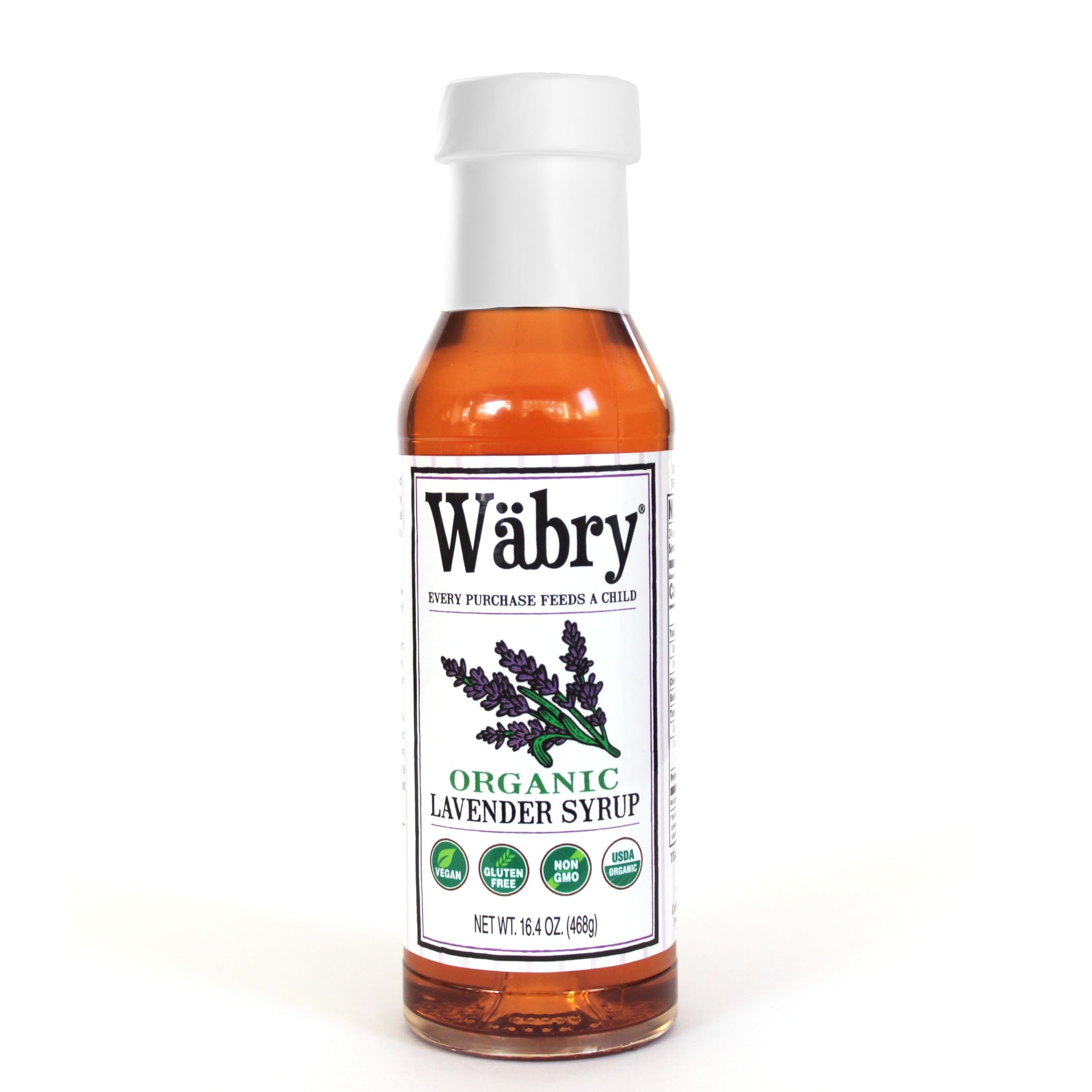 Wabry Lavender Syrup bottle front view, ideal for lattes and desserts.