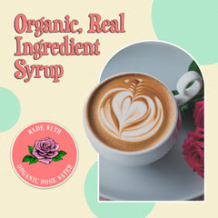 Wäbry Organic Rose Syrup latte setup adds vegan flavor to morning coffee.