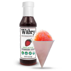 Wabry Strawberry Syrup stirred into coffee for a fruity twist