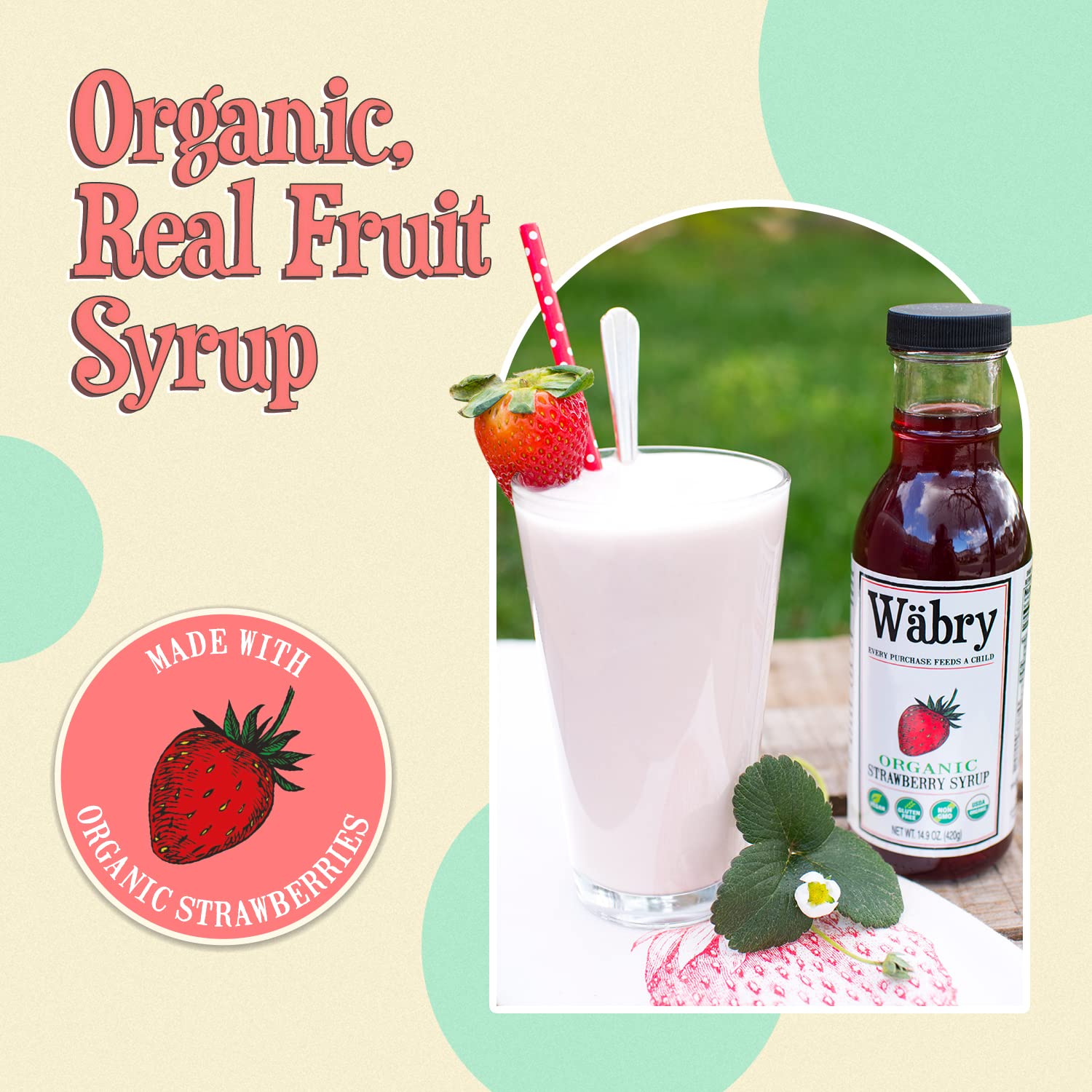 Wabry Strawberry Syrup in sparkling water for a bright flavor boost