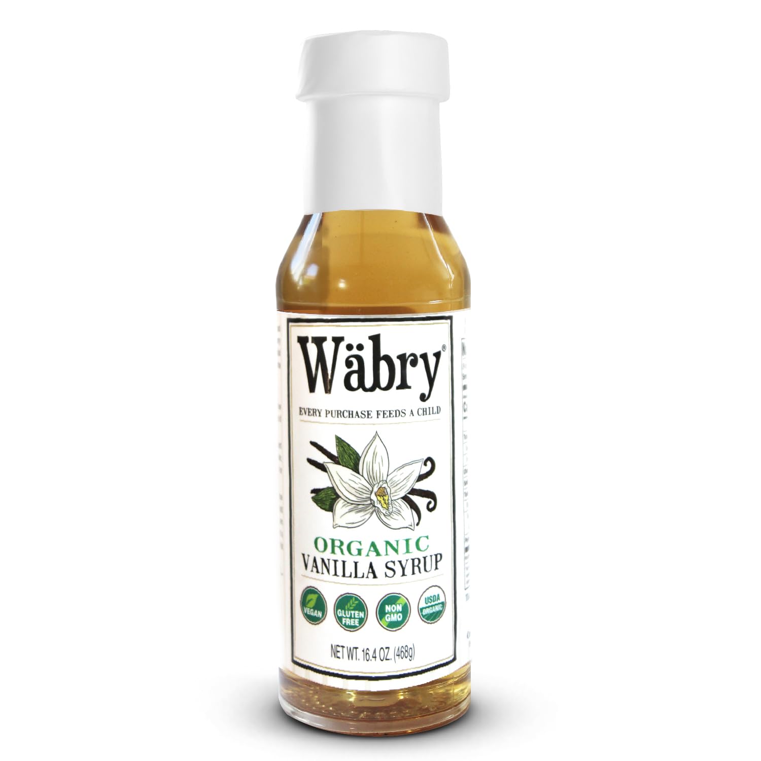 Wäbry organic vanilla syrup bottle front view showing clean ingredients and packaging