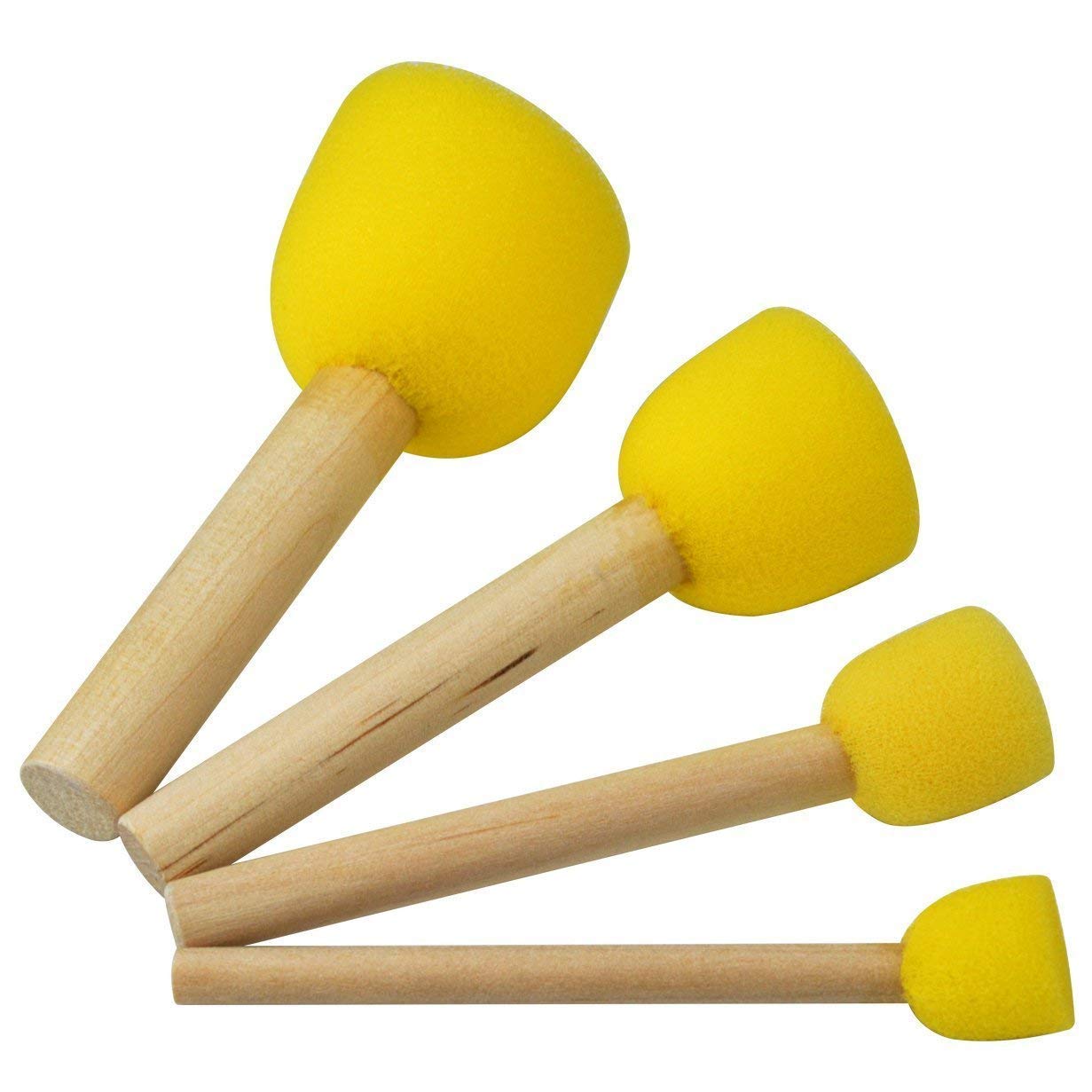 WAFJAMF wood-handle round sponge brush close-up, highlighting lightweight design.