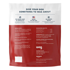 WAG resealable bag of dog treats keeps freshness for everyday rewards