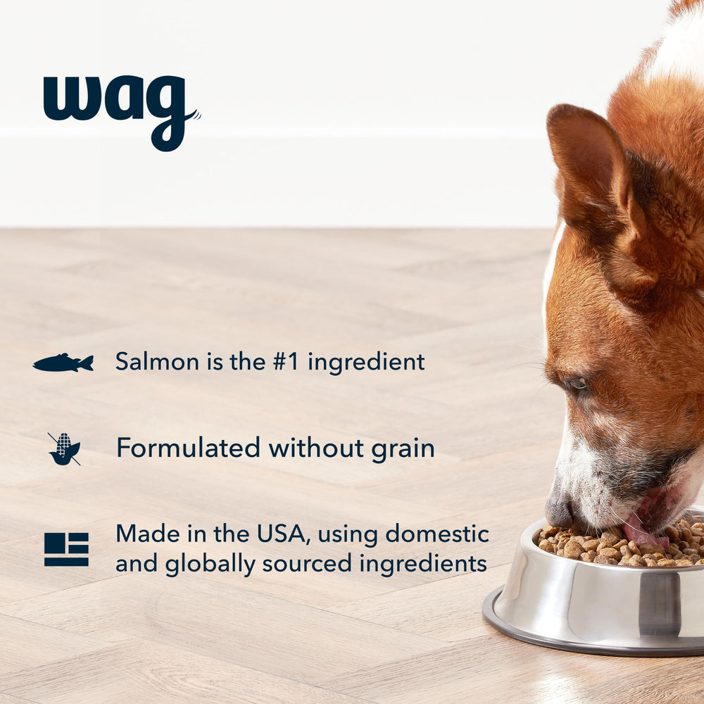 WAG chunky salmon and sweet potato in bowl demonstrate wholesome protein.