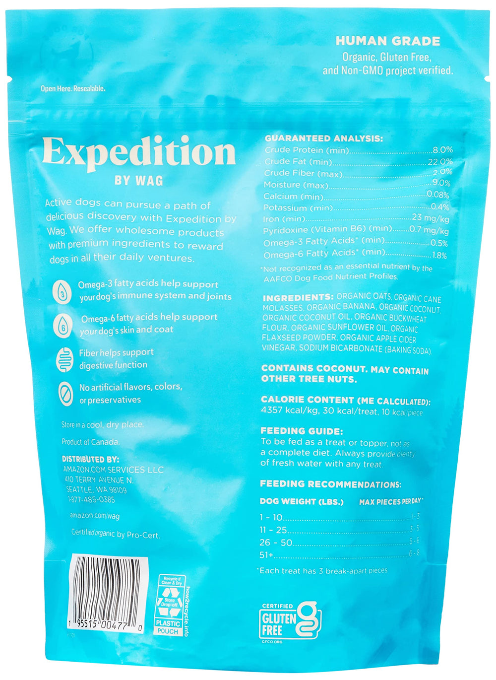 Gâterie Wag Expedition Omega-3 pour chien, soutien possible à immunité et articulations