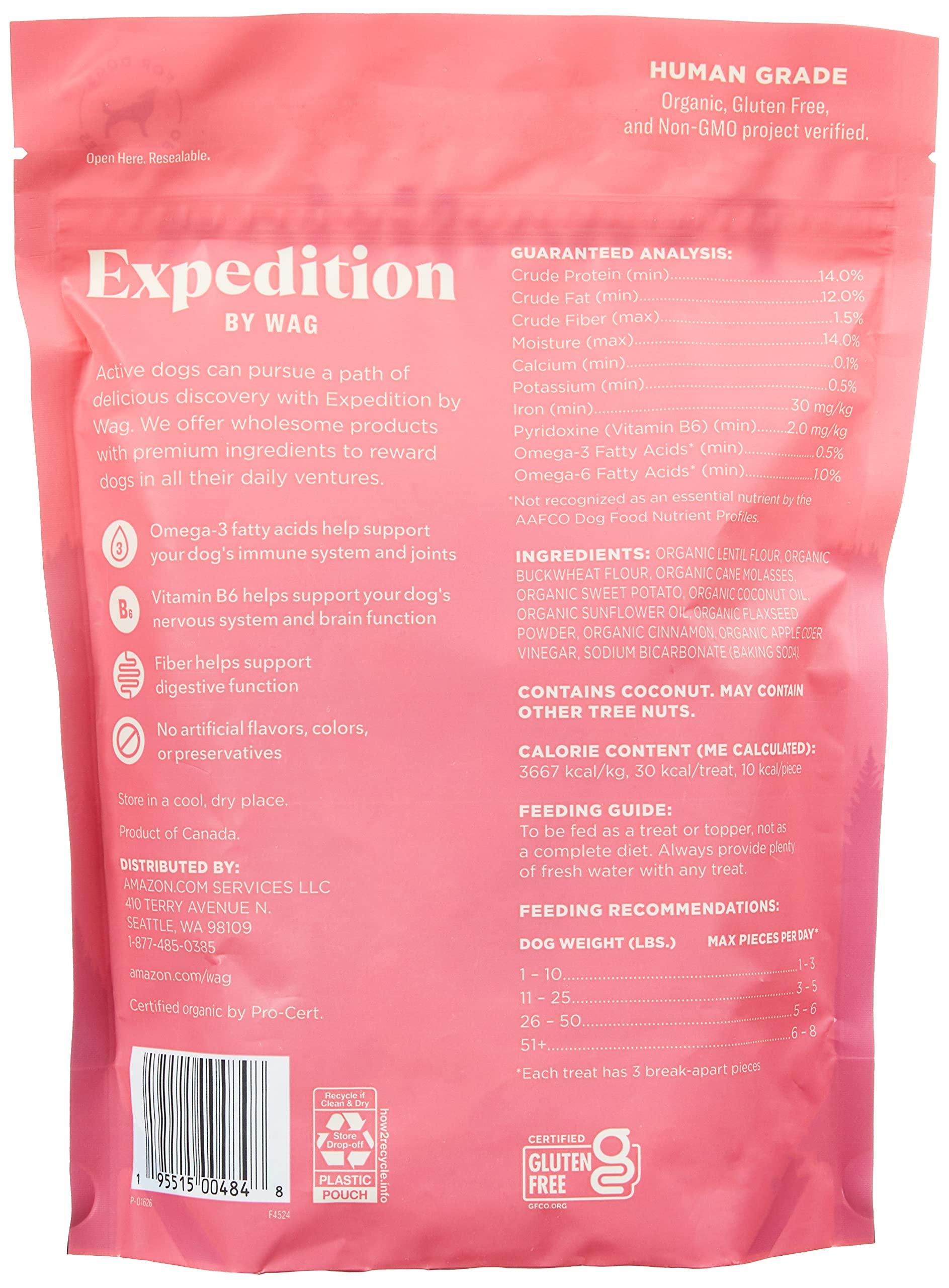 WAG Expedition Organic Biscuits stacked, perfect for quick training rewards.
