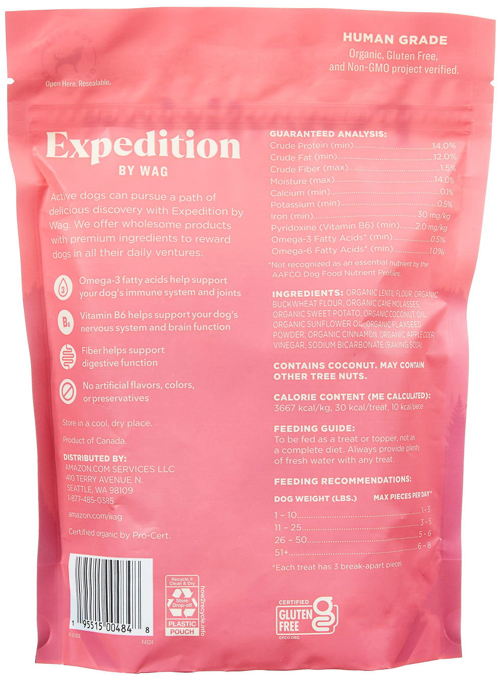 WAG Expedition Organic Biscuits stacked, perfect for quick training rewards.