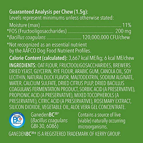 Serving suggestion shows chews ready for daily administration