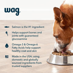 WAG Wholesome Grains formula shows no fillers or by-products for a cleaner ingredient profile.
